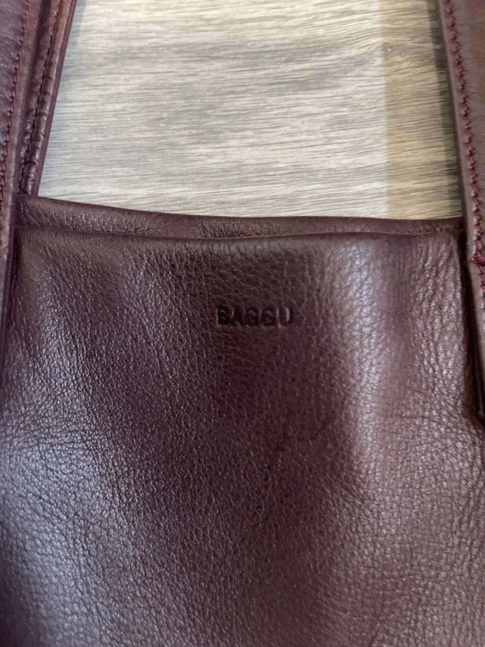 BAGGU Leather Tote in Burgundy
